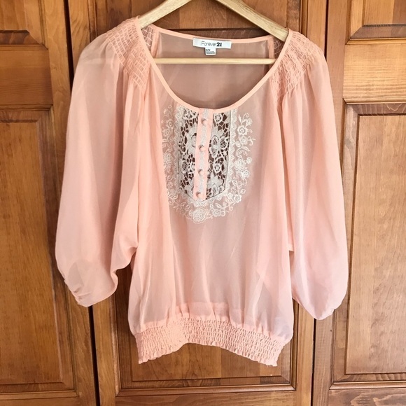 BOHO peach blouse medium - Picture 2 of 6